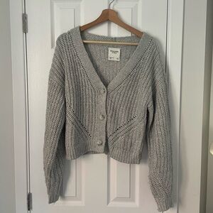 Gray V-Neck Button-Up Sweater